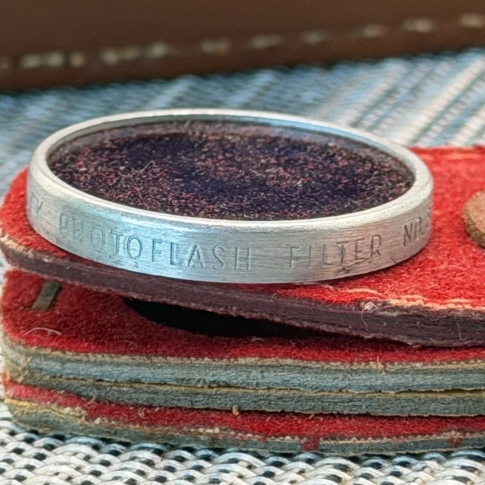 Vintage Ansco Leather‎ Camera Case and Filter Wallet with UV 16 Kodak Filters